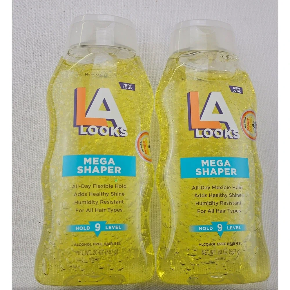 LA Looks Mega Shaper Alcohol Free Hair Gel Hold Level 9 All Hair Types 20 oz x 2